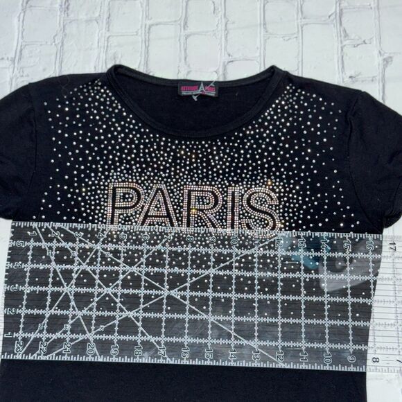 AttitudeâŻParis Rhinestone âParisâ Tee â Black ⢠Womenâs XL ⢠Excellent Condition - Picture 3 of 5